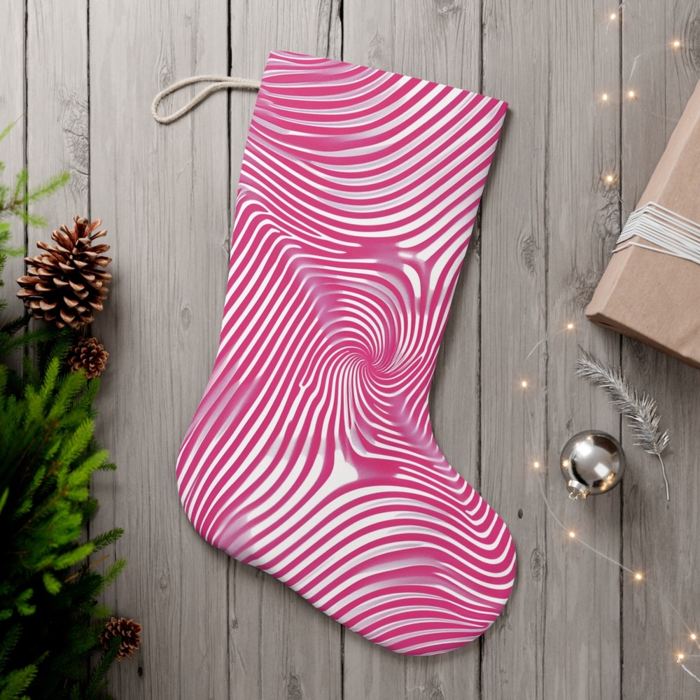 pink optical illusion design custom Christmas Stocking