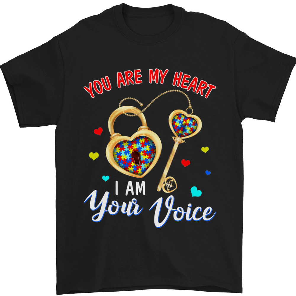 Autism You Are My Heart I Am Your Voice ASD Mens T-Shirt 100% Cotton