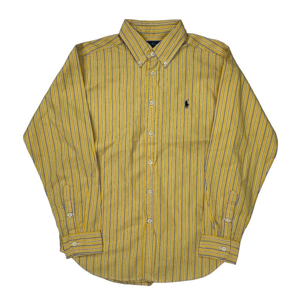 Age 10-12 Ralph Lauren Striped Shirt - Medium Yellow Cotton
