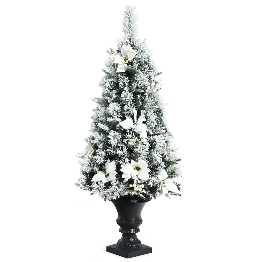 Prelit Flocked Christmas Entrance Tree Pack Artificial Green