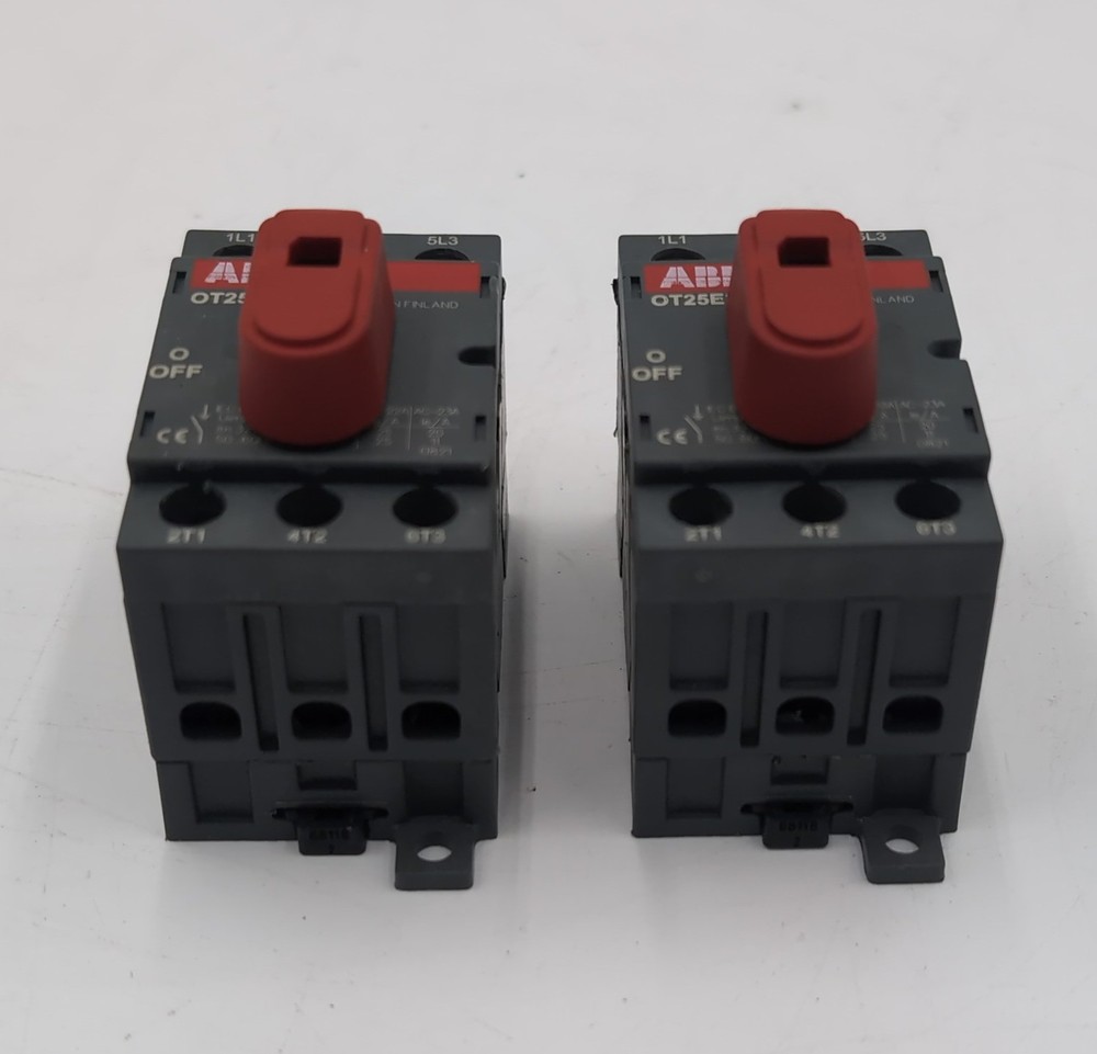 Lot of 2 ABB OT25E3 Switch Disconnects 3-Pole 25A 600V Non-Fusible Used