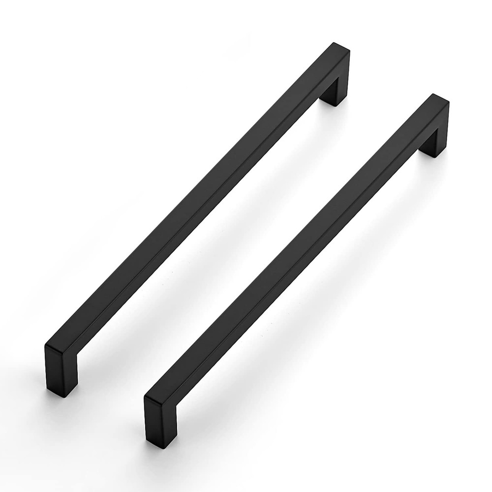 5 Pack 10 Inch Matte Black Square Cabinet Handles for Kitchen Drawers & Cupboards  