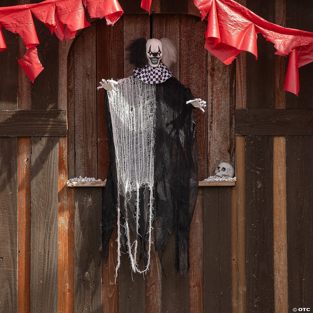 4ft Animated Hanging Clown Decoration for Halloween