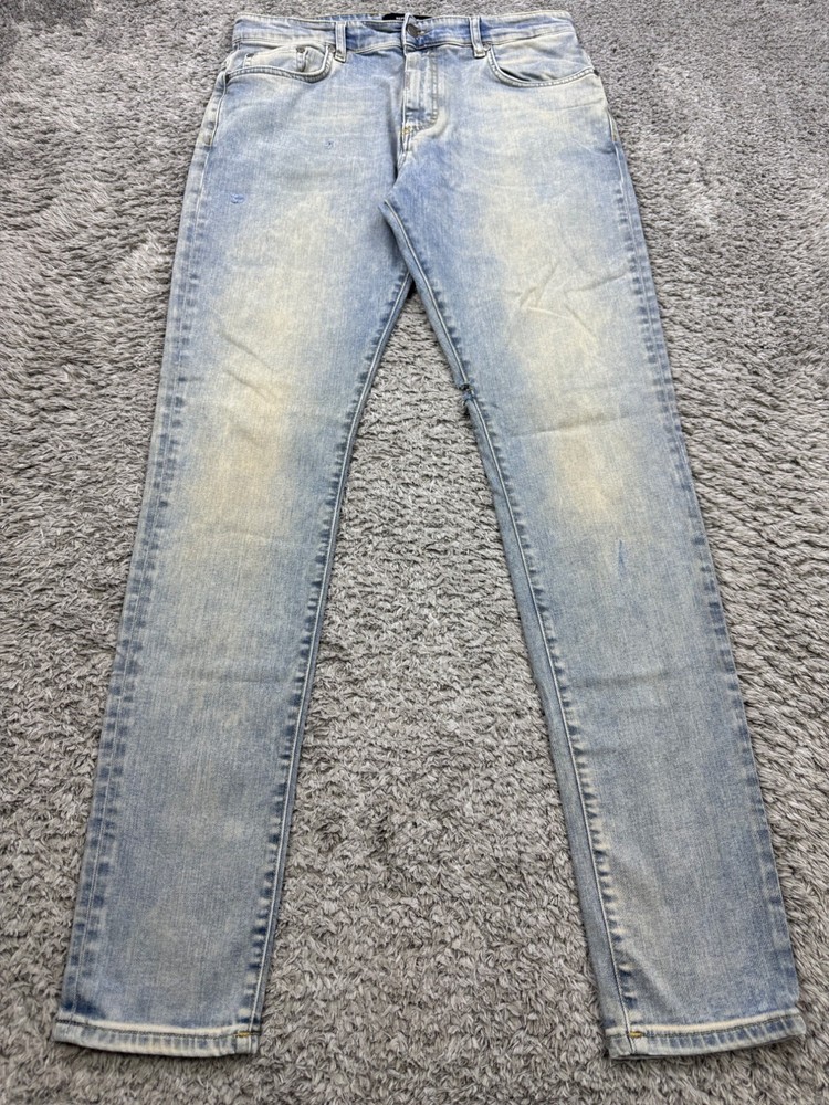 Represent Jeans Men 36x30 Pale Blue Distressed Skinny Slim Fit Skater Y2K Denim