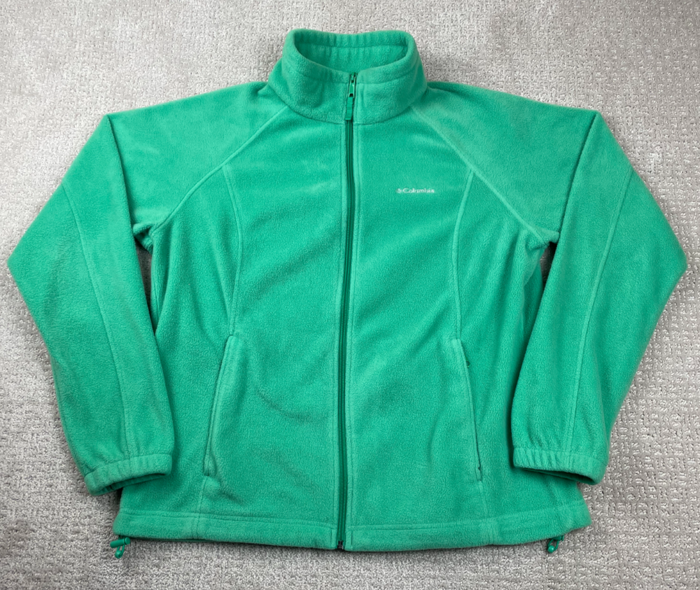 Columbia Jacket Mens XL Green Fleece Full Zip Lightweight Hiking Outdoors Layer