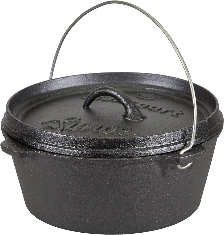 Pre-Seasoned Cast Iron Dutch Oven for Even Heat & Durability