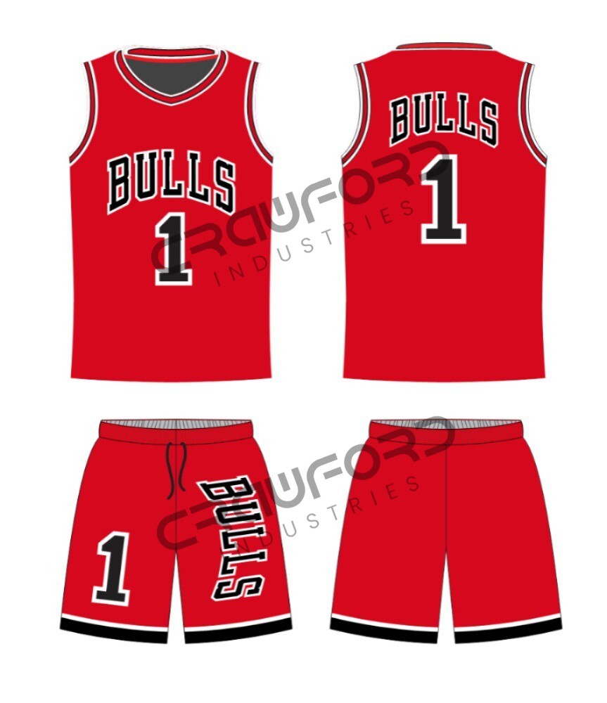Men's Chicago Bulls Fan Jersey & Shorts Set - Sublimated Logos - All Sizes Available