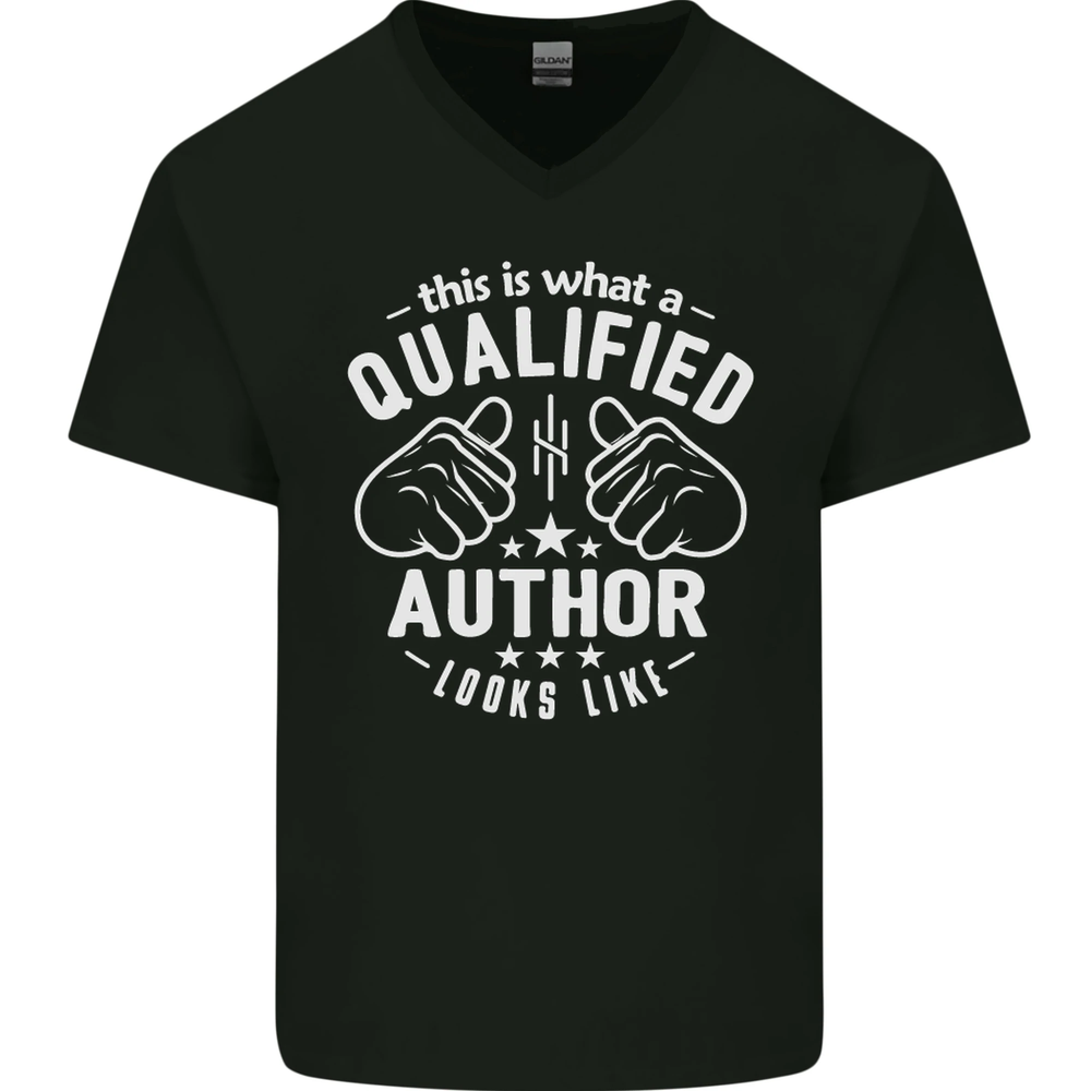 This Is What a Qualified Author Looks Like Mens V-Neck Cotton T-Shirt