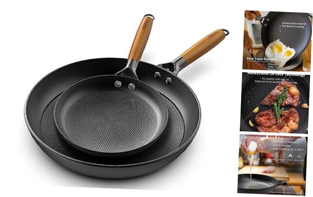 Pot Set with Removeable Handle, 8inch & 12inch Honeycomb Nonstick 8&12inch