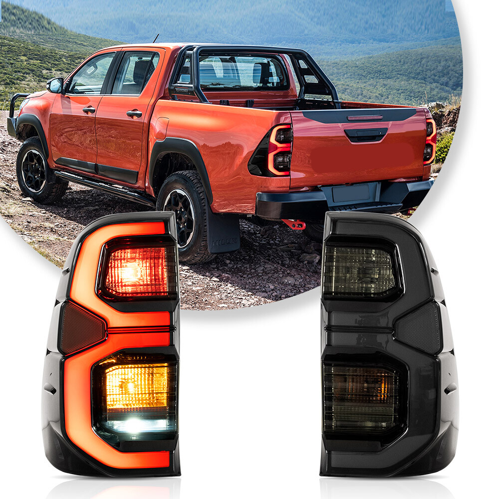 VLAND LED Smoked Tail Lights For Toyota Hilux 2015-2020 W/Start-up Animation