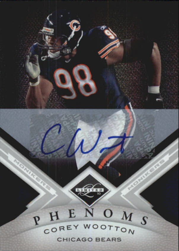 2010 Limited Monikers Corey Wootton Silver Autograph Football Card #161/199