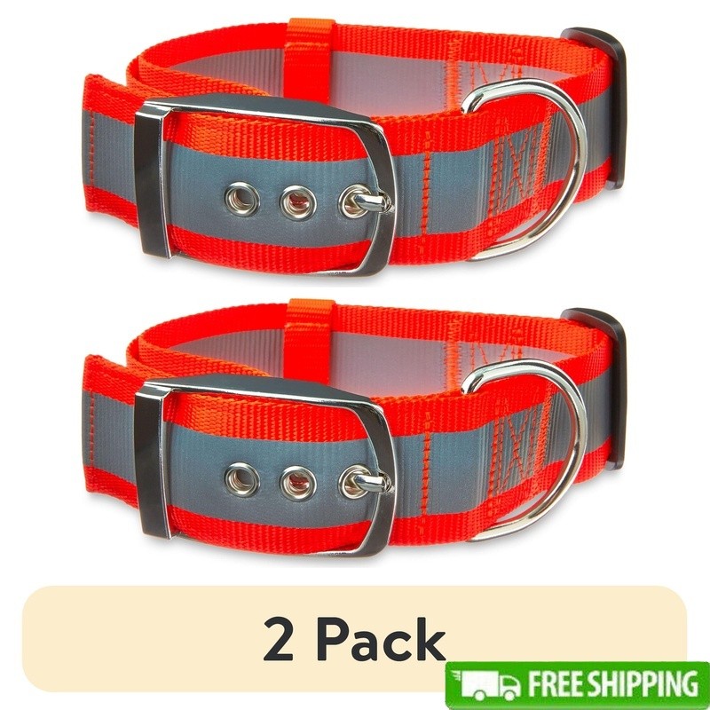 Large Extra Wide Adjustable Reflective Dog Collar W/ Secure Prong Buckle New