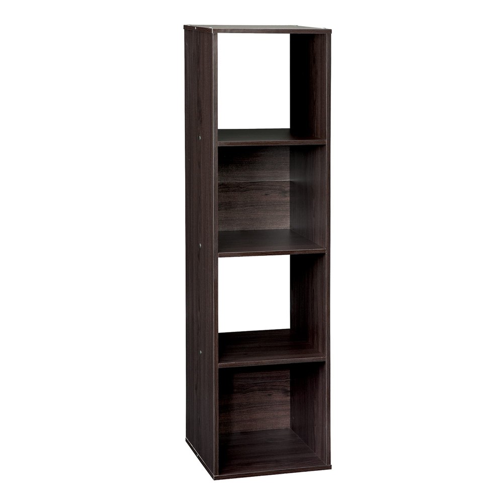 4 Cube Stackable Storage Shelf Organizer in Espresso Finish - Vertical or Horizontal Use