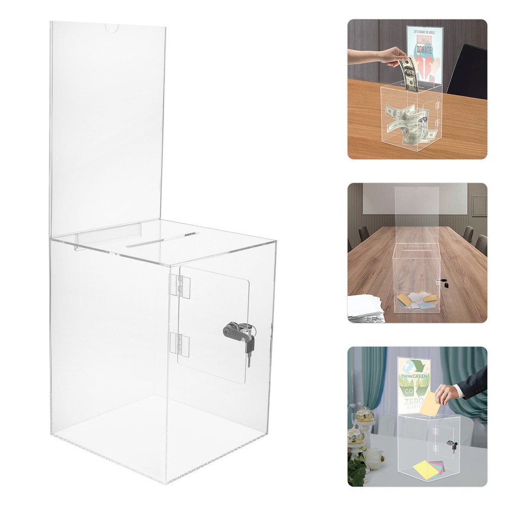 Large Clear Acrylic Suggestion Box Ballot Donation Box Money Storage Container