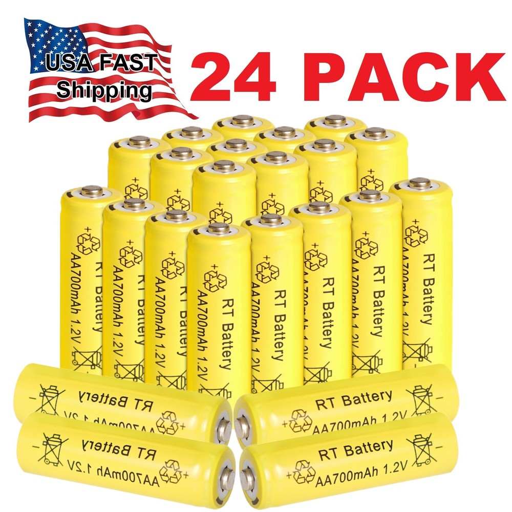 24Pcs 1.2v Ni-MH AA Rechargeable Batteries 700mAh Button Top for Solar Light