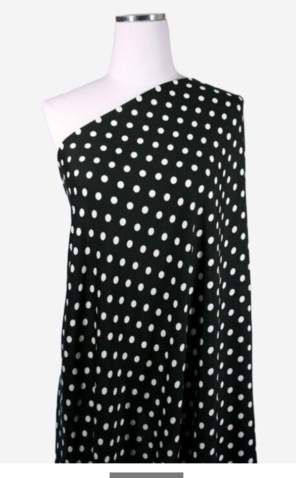 Black & White Polka Dot Rayon Fabric 1.5 yards