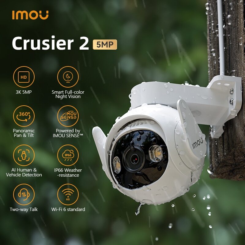 2 3K Wi-Fi Outdoor Security Camera AI Smart Tracking Human Vehicle Detection