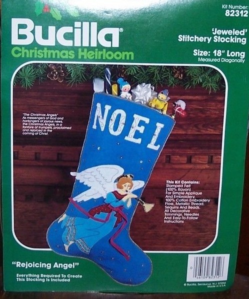 Bucilla Rejoicing Angel Blue Vintage Felt Christmas Stocking Kit LeeWards 82312