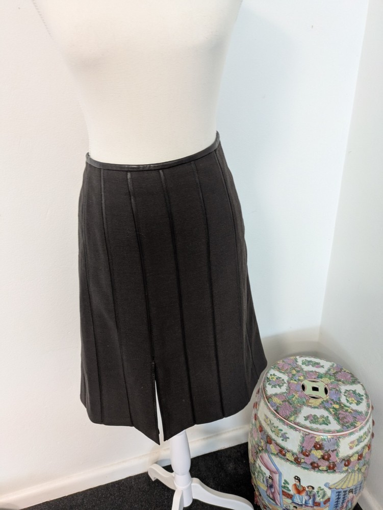 Armani Collezioni Leather And Wool Skirt Nwot 12