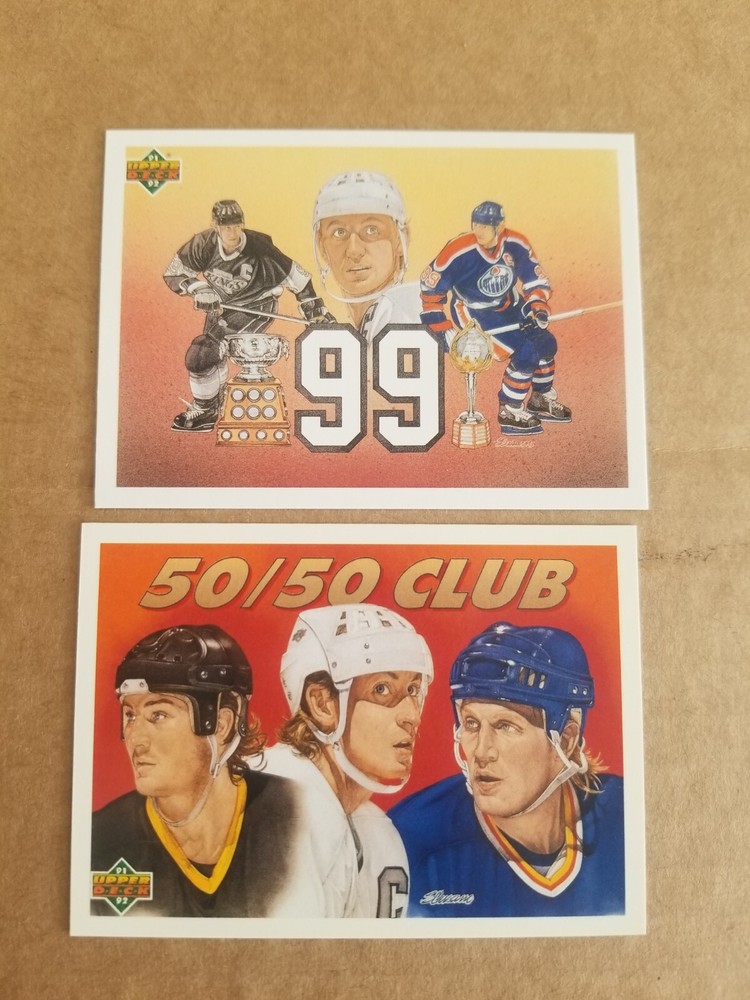 Wayne Gretzky 1991-92 Upper Deck 50/50 Club Cards 45 and 38 Pair