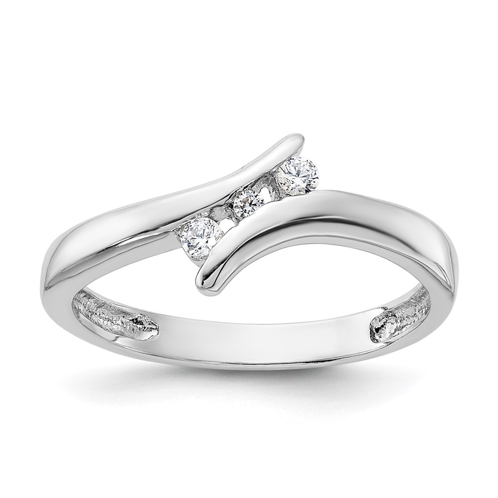 Sterling Silver Rhodium-plated Cubic Zirconia Ring Size 7