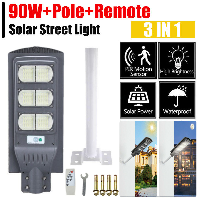 28000LM Solar Street Light with Pole IP67 Waterproof Outdoor Security Lamp  