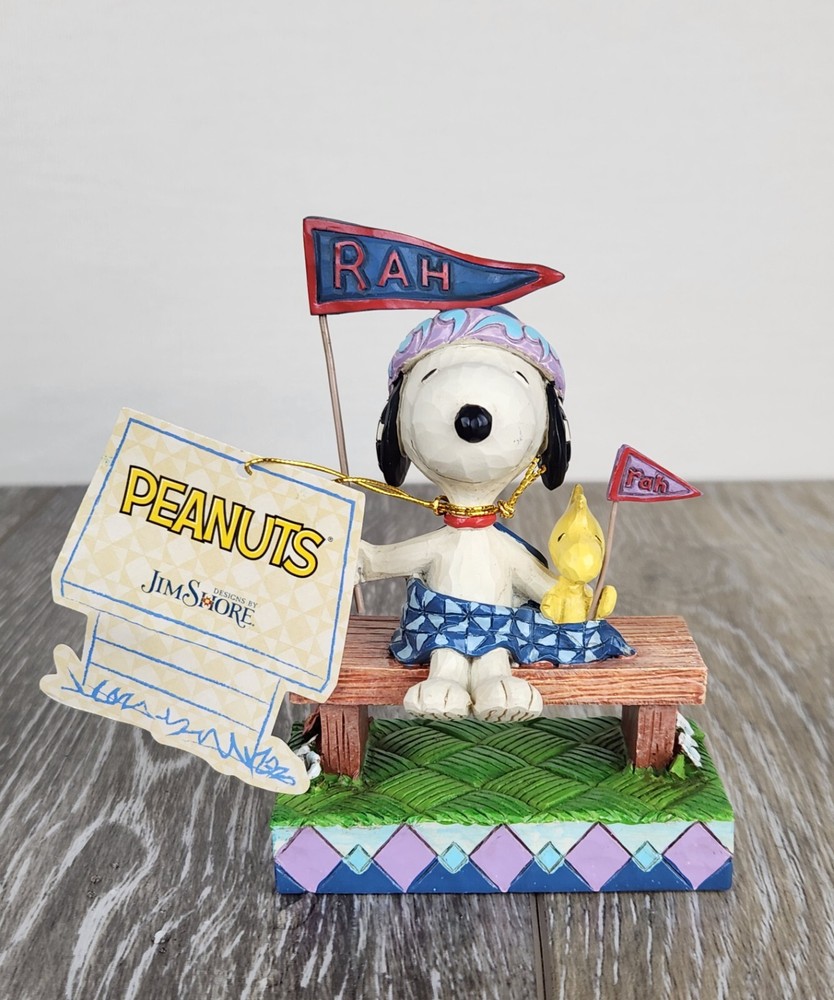 Jim Shore Peanuts Snoopy Woodstock Cheerleader Bleacher Buddies Figurine