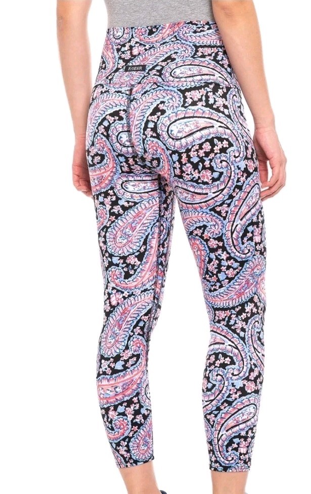 K Deer Leggings Women's L Paisley Print Crop Pants 22