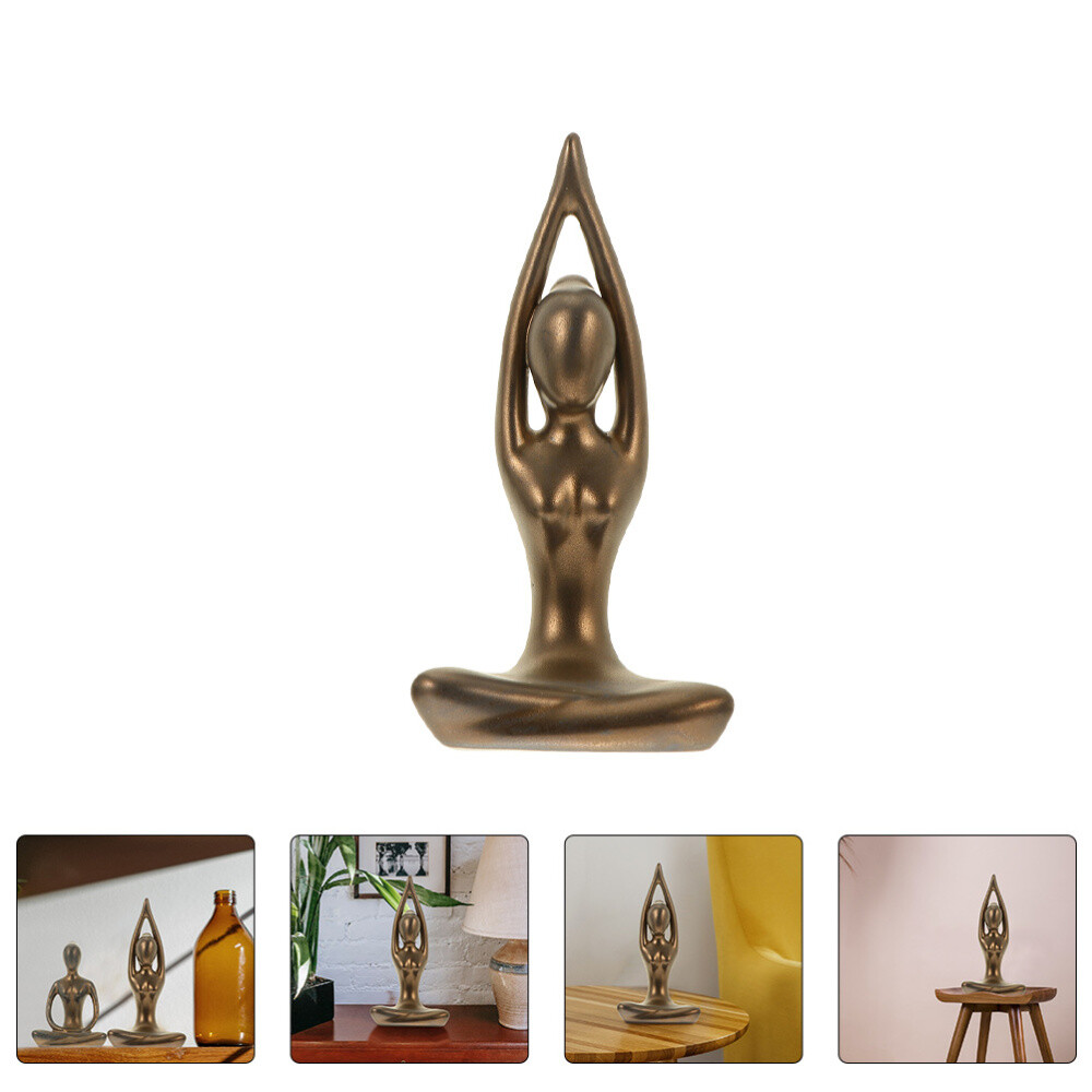 Spiritual Desktop Figurine Ceramic Yoga Figure Set Yoga Statue