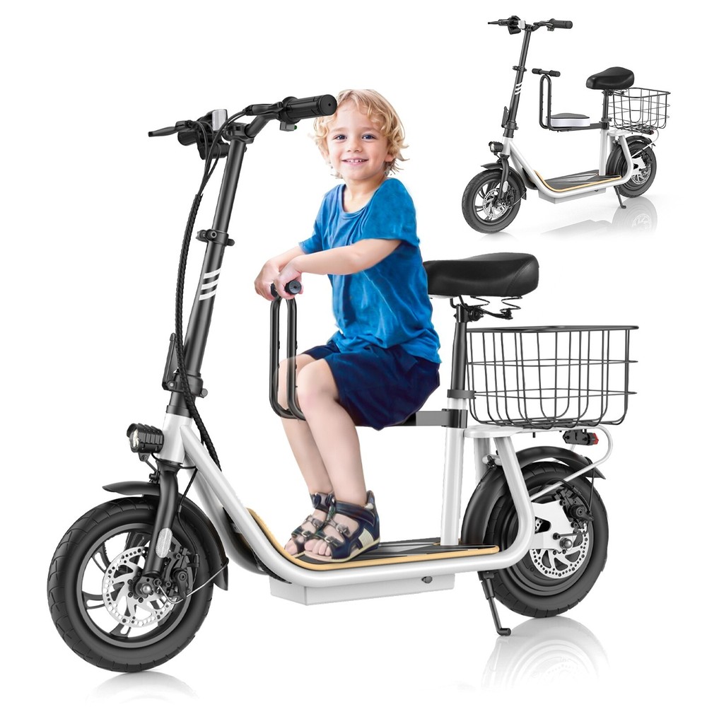 Adults Z6 1200W Peak Electric Scooter with Seats & Basket 20mph Commuter Ebike