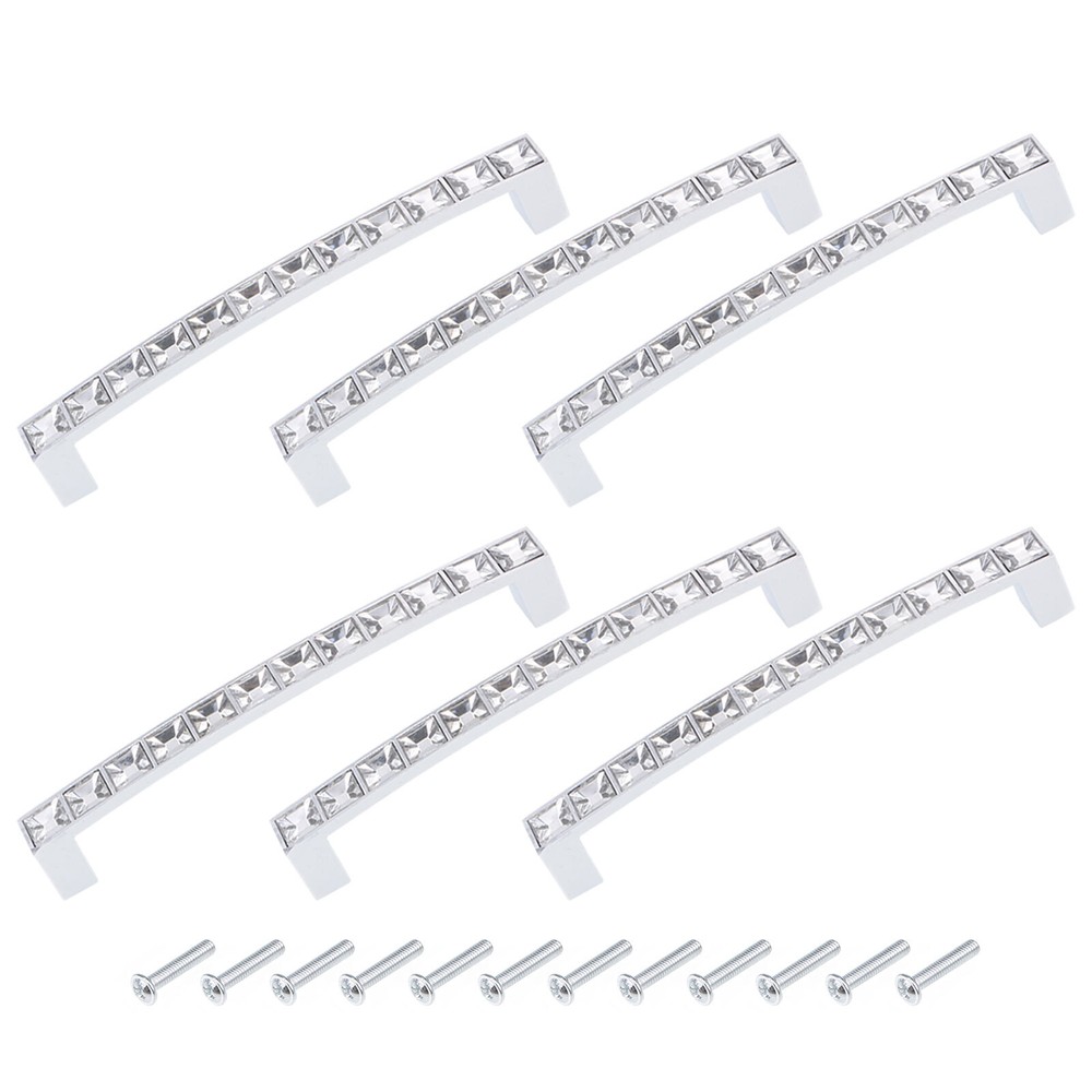 Crystal Drawer Pull Handles 136mm 5.35 Inch 6Pcs with Screws Clear Cabinet Knobs