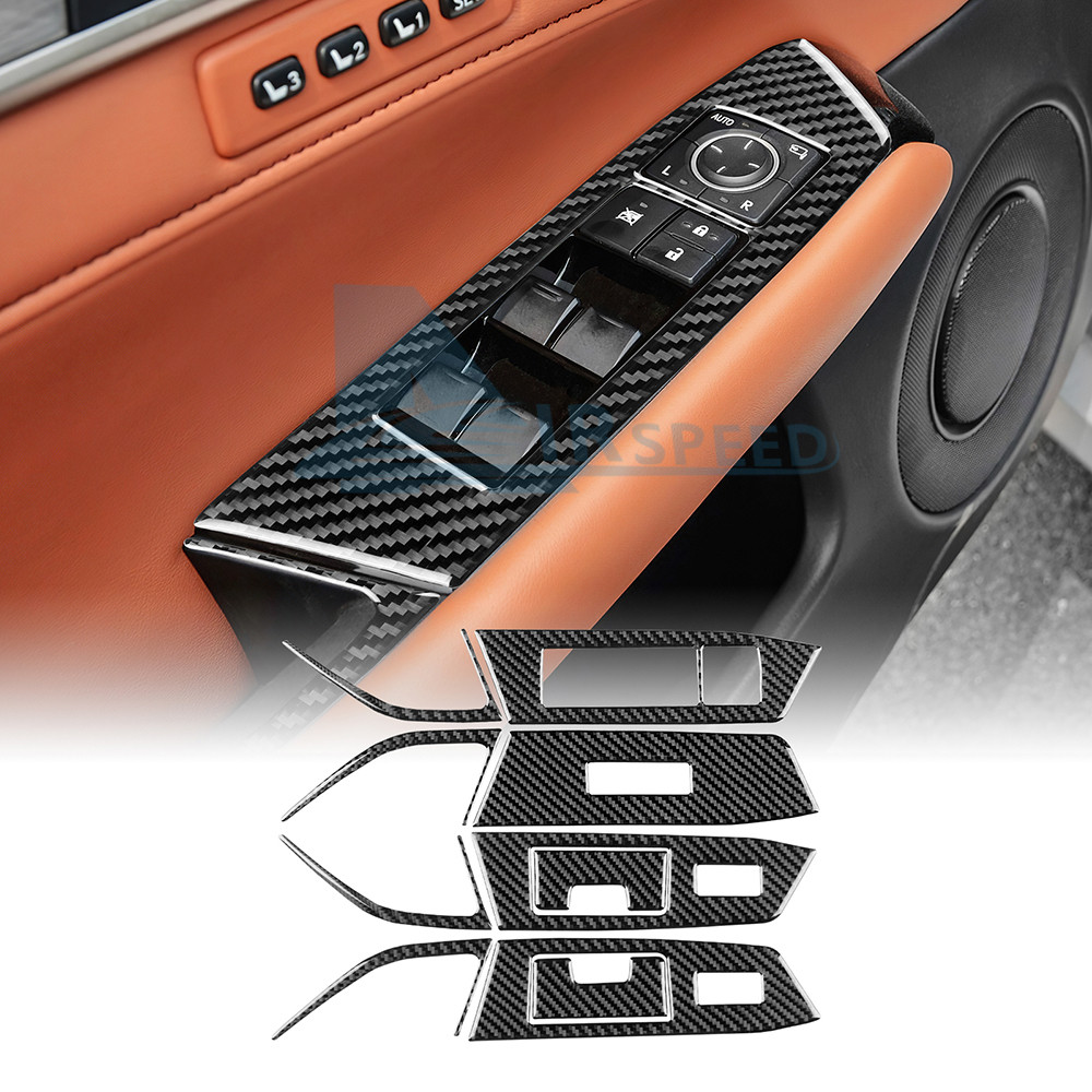 Black Carbon Fiber Window Lock Lift Panel Trim Frame Cover For Lexus GS 2012-19
