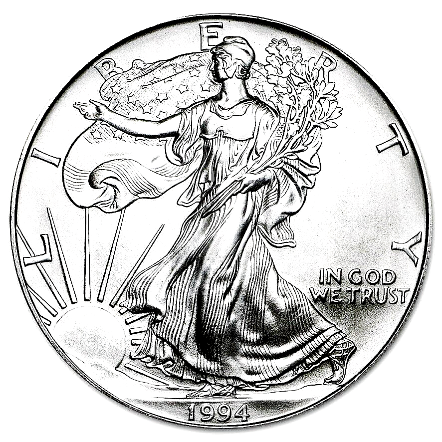 1994  AMERICAN SILVER EAGLE  1  OZ.  PURE FINE SILVER  999 BULLION COIN / EX-UNC