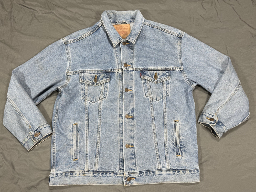 Vintage Levis Acid Wash Distressed Denim Jacket Mens Size XL Xlarge Button Up
