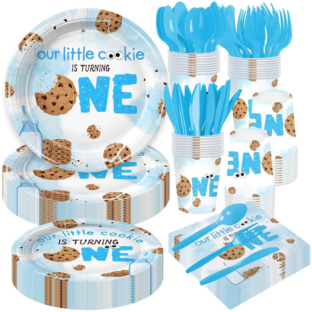 168Pcs Cookies Party Supplies Chocolate Chip Cookies and Milk Drinks Birthday...