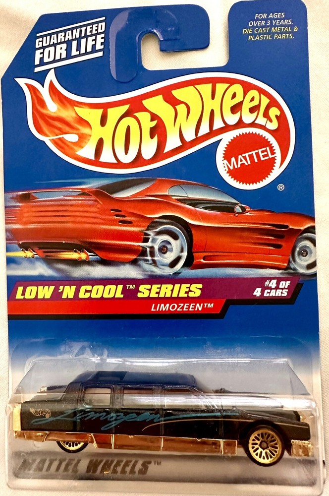 1997 Hot Wheels #716 Low 'N Cool Series #4 Limozeen  GOLD TRIM blue card B543