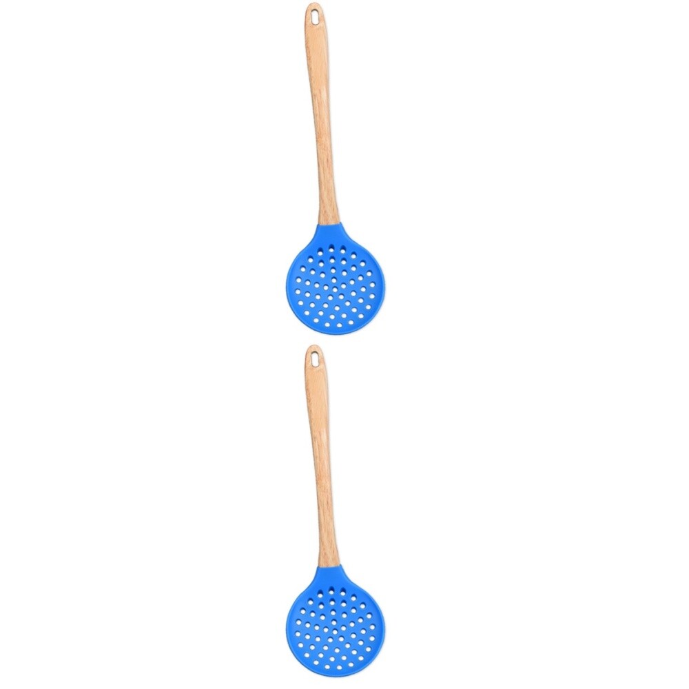 2-Piece Ergonomic Cooking Spoon and Strainer Ladle for Chips with Comfort Grip Handle