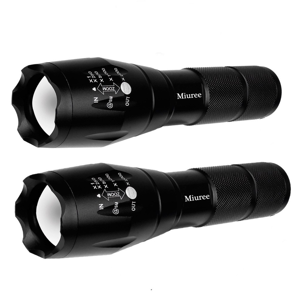 2 Pack High-Powered 2000 Lumen LED Tactical Flashlight Waterproof Military-Grade