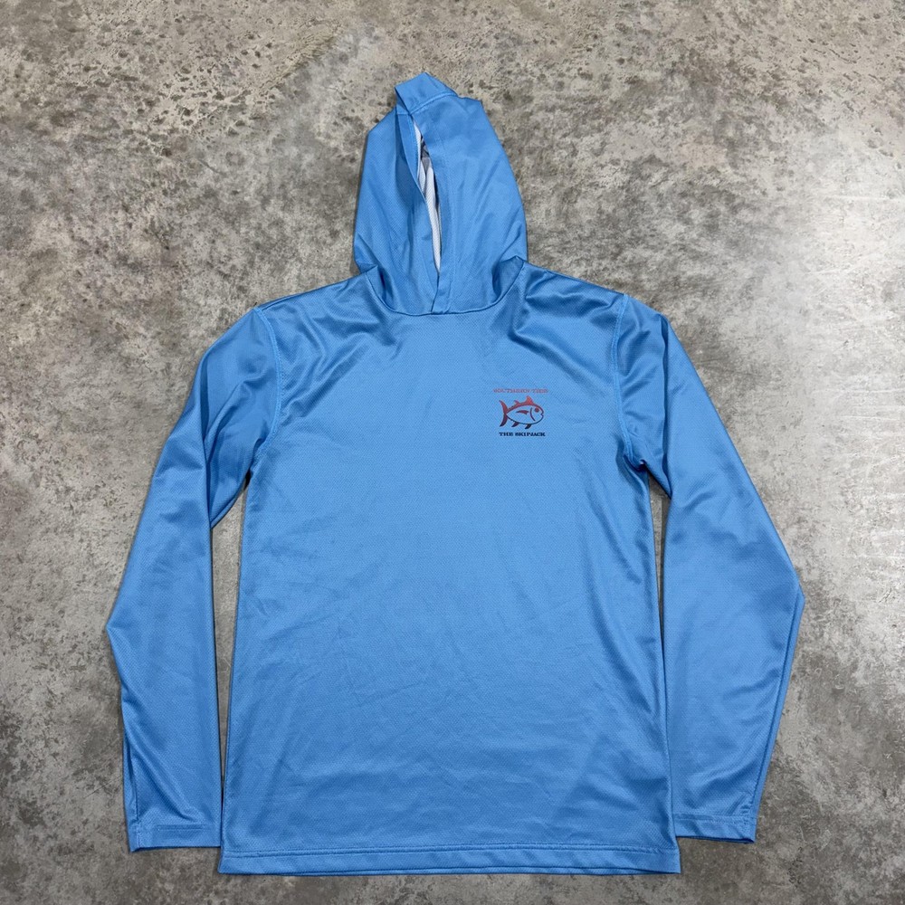 Southern Tide Shirt Mens XS Blue Hooded Long Sleeve Fishing Performance Top