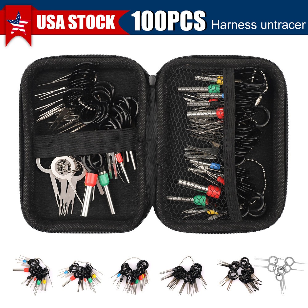 100pcs Pin Ejector Wire Kit Extractor Connector Puller Car Terminal Removal Tool