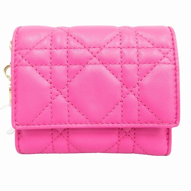 Christian Dior Lady Medium Trifold Canage Lotus Wallet Pre-Owned