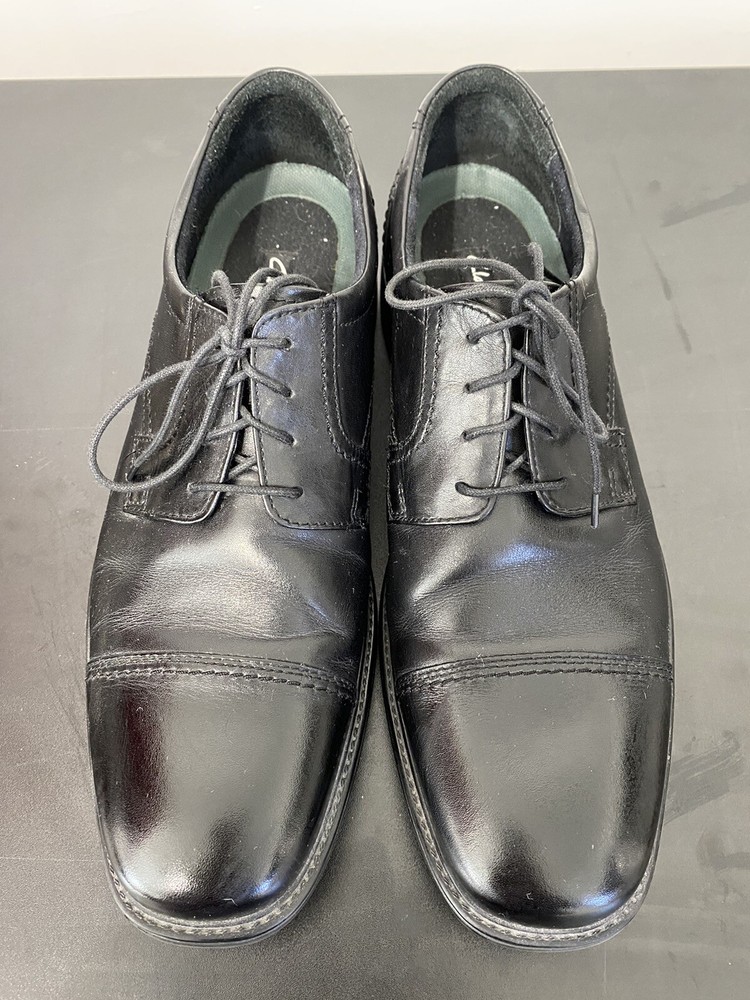 Clarks Mens Shoes Black Leather Oxford Size 11.5 Comfort Casual Lace Up