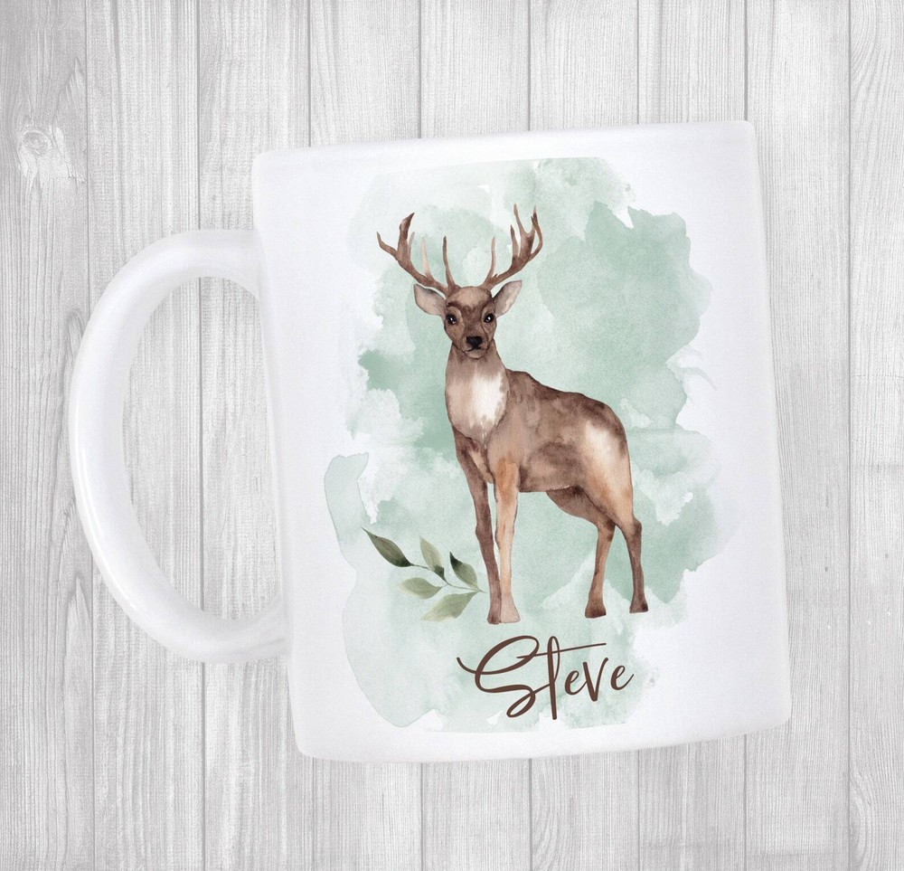 Mug For Him Personalized Mug Father's Day Gift Nature Scene Coffee Mug Deer Gift