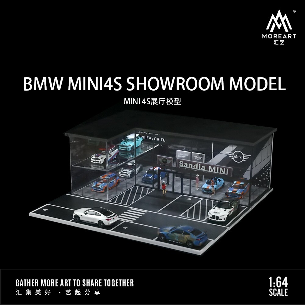 1:64 Diorama LED Car Garage Model with Showroom Parking Lot Scene  