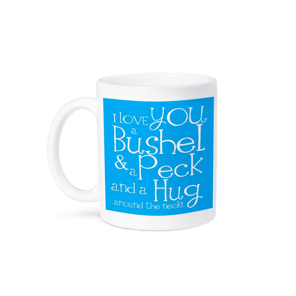 3dRose Blue Mug with I Love You a Bushel and a Peck Design