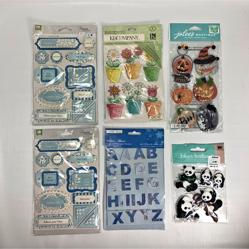 Seasonal 3D Scrapbooking Dimensional Stickers Lot 6 Colorful Flowers Halloween-image