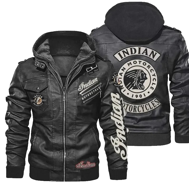 Men’s Handmade Genuine Cowhide Leather Biker Jacket for Indian Motorcycle Riders