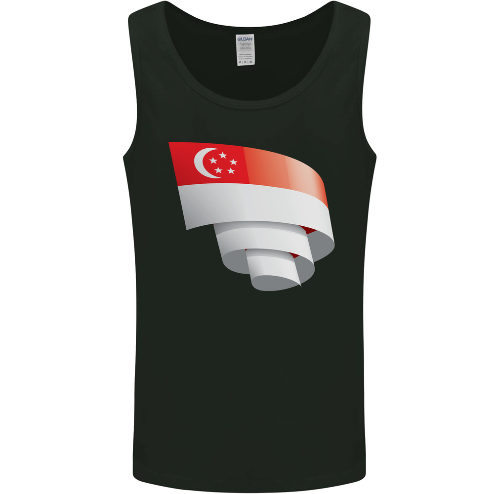Curled Singapore Flag Singaporean Day Football Mens Vest Tank Top