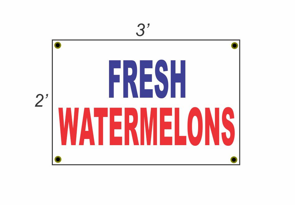 2x3 Fresh Watermelon Red White Blue Banner Sign New Discount Price