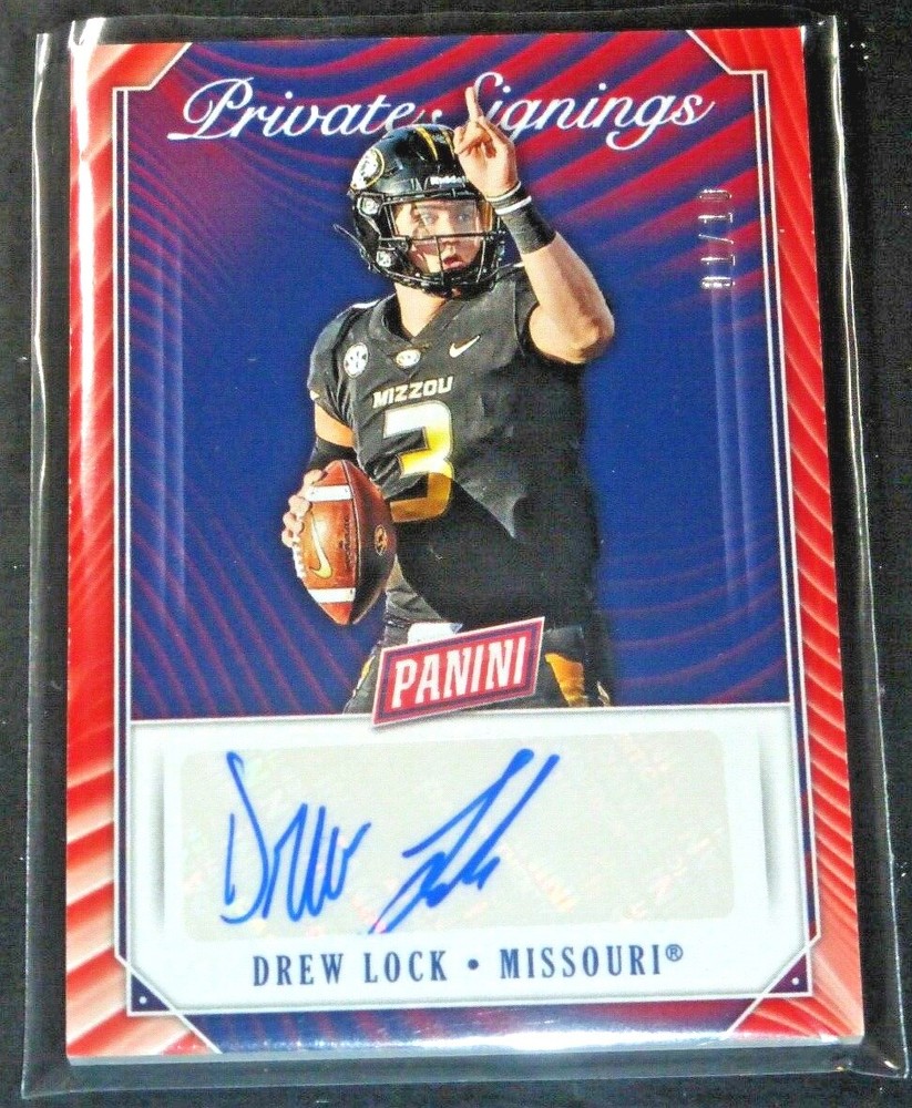 2019 PANINI CYBER MONDAY PRIVATE SIGNINGS DREW LOCK RC AUTO #D 1/10 SIGNED RARE-image